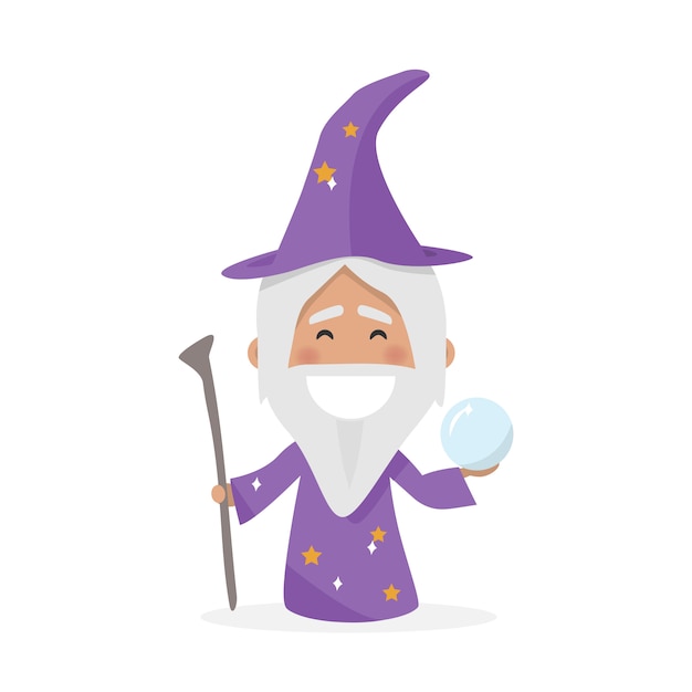 Isolated boy dressed as a wizard. Vector illustration