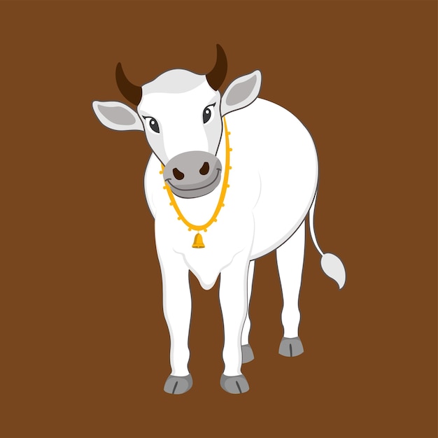 Isolated Bull Or Cow Standing On Brown Background