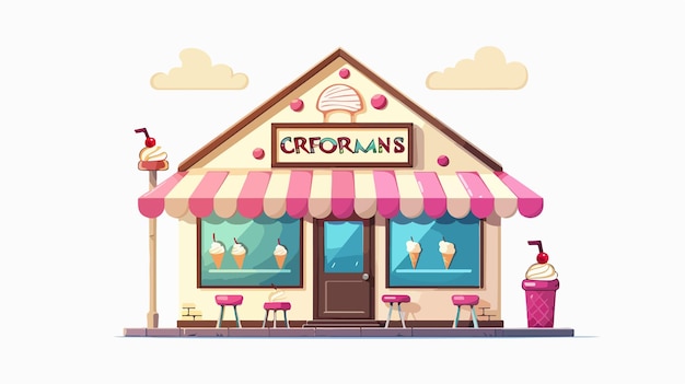 Isolated Cartoon Ice Cream Shop Illustration