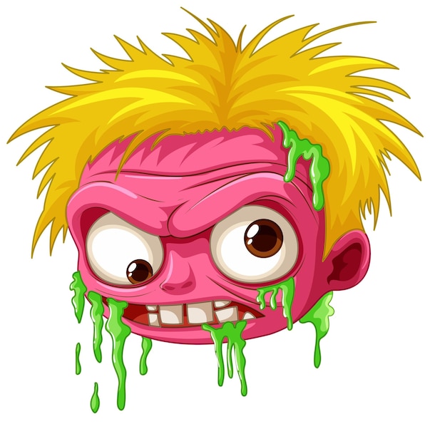 Isolated Cartoon Illustration of a Zombie Head