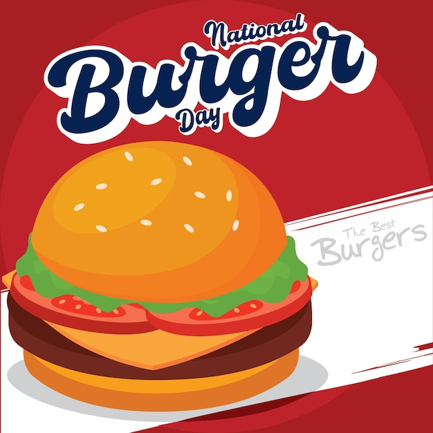 Isolated cartoonish hamburger Colored burger day template Vector