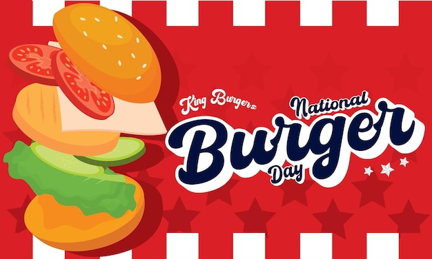 Isolated cartoonish hamburger Colored burger day template Vector