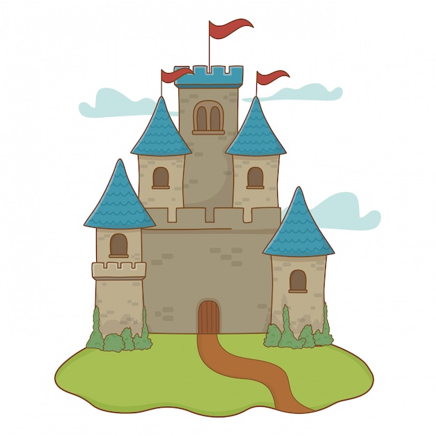 Isolated castle with pennants design vector illustration