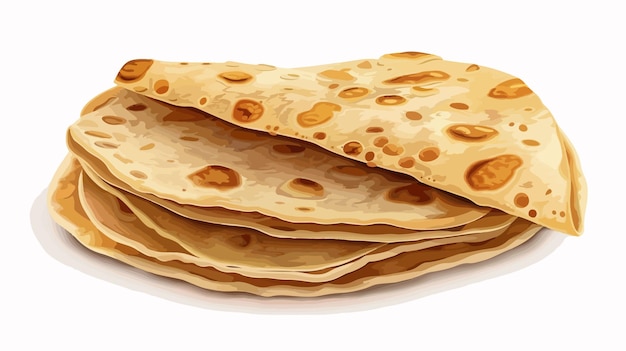 Vector isolated chapatti on white background