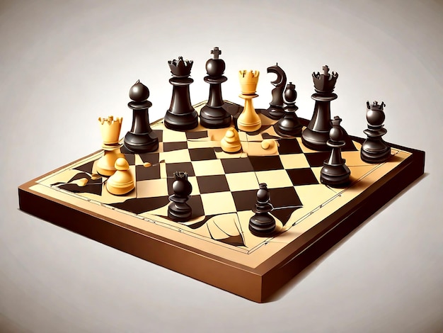 isolated Chessboard and different chess pieces illustration vector