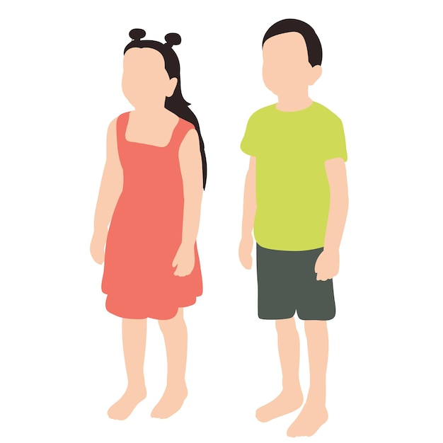 Isolated child in a flat style boy and girl