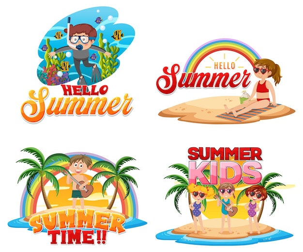 Isolated children summer logo