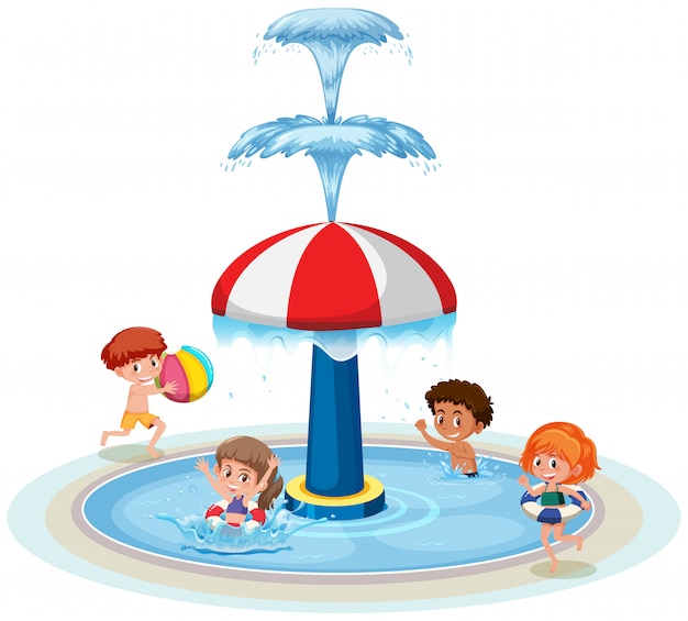 Vector isolated children at water park