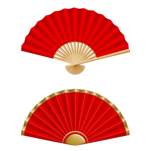 isolated chinese fans illustration. red folding fans