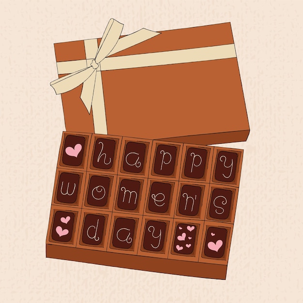 Vector isolated chocolate box happy women day poster vector