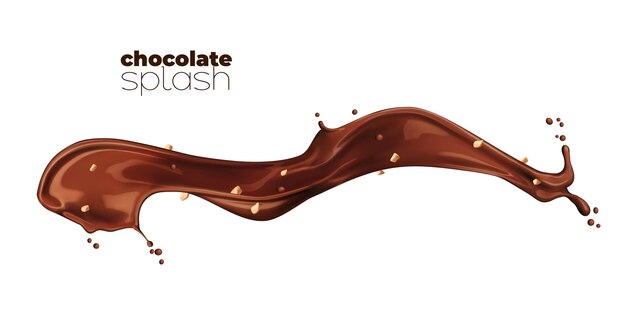 Vector isolated chocolate cocoa and coffee milk splash