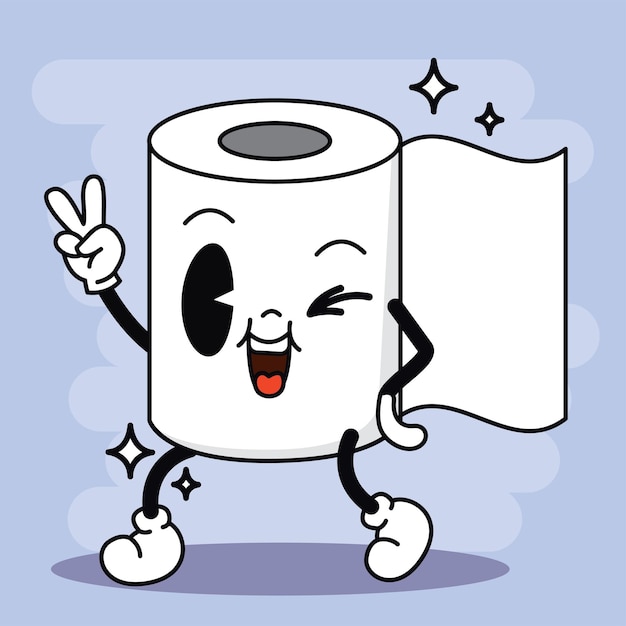 Isolated colored happy toilet paper traditional cartoon character Vector