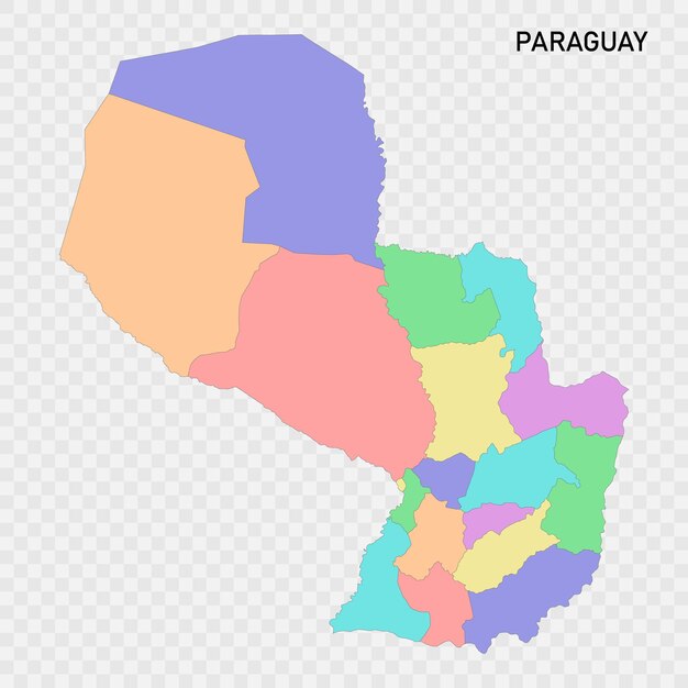 Isolated colored map of Paraguay with borders