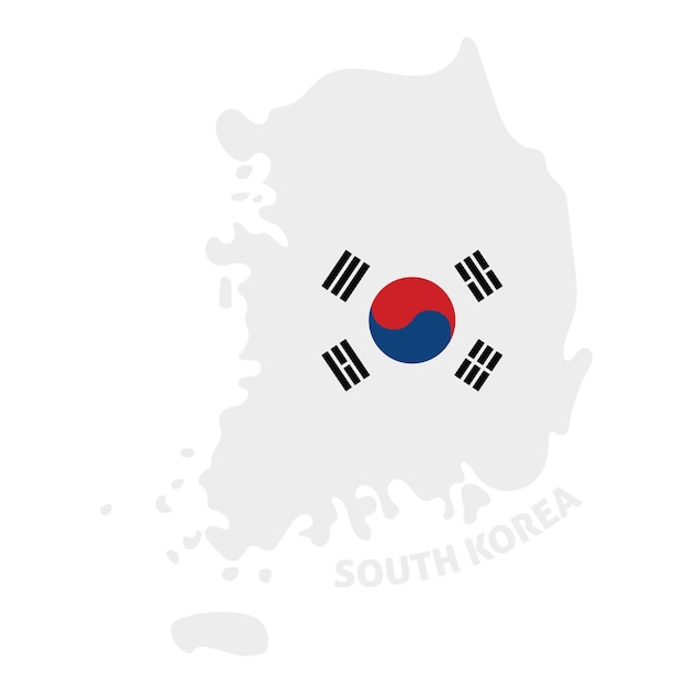 Isolated colored map of South Korea with its flag Vector illustration