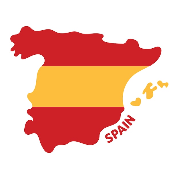 Isolated colored map of Spain with its flag Vector illustration