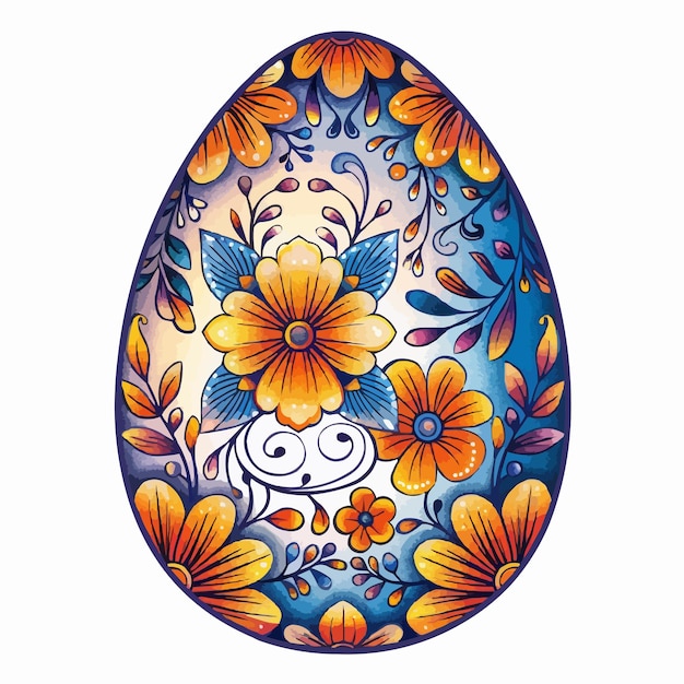 Isolated colorful easter egg with flowers