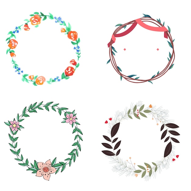 Vector isolated colorful line frame icon leaf floral border divider with circular rectangle or hexagon pin