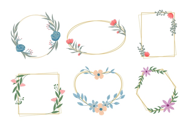 Isolated Colorful Line Frame Icon Leaf Floral Border Divider with Circular for wedding invitation