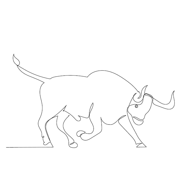 Isolated continuous line drawing sketch bull