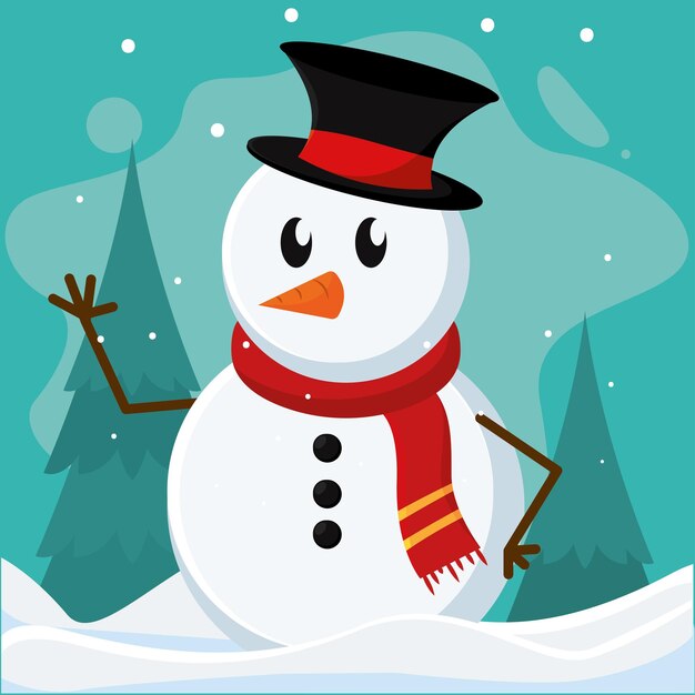 Isolated cute christmas snowman character Vector illustration