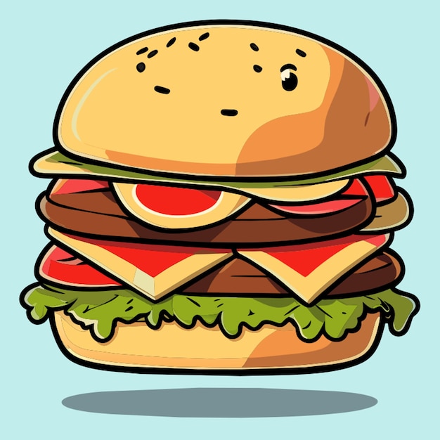 isolated delicious hamburger cartoon vector illustration