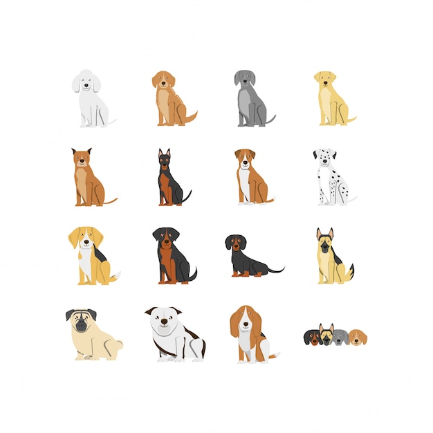 Isolated dogs mascots icon set 