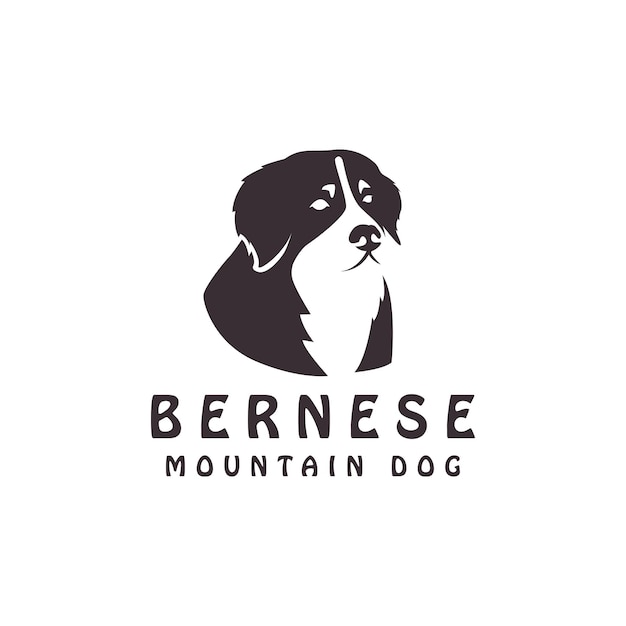 Isolated face of bernese mountain dog retro pet shop pets logo for brand shop sticker tshirt design vector illustration