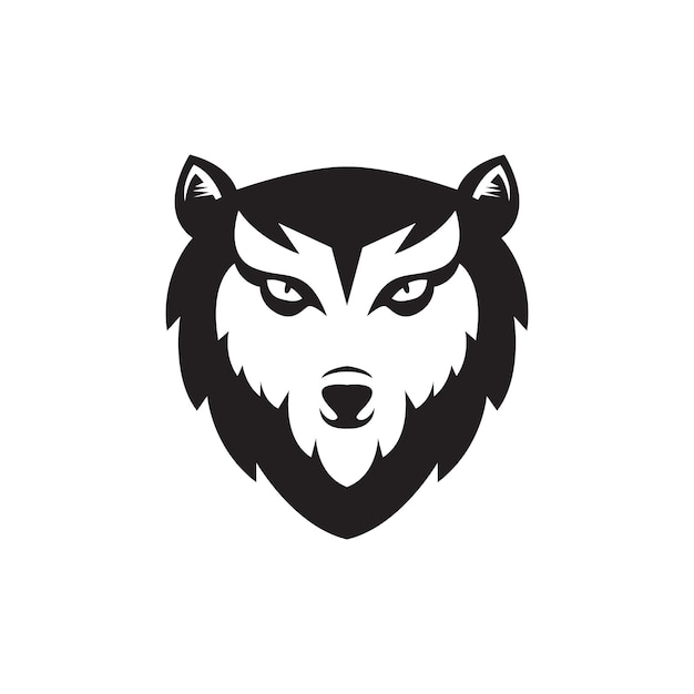 Isolated face black wolf logo design vector graphic symbol icon illustration creative idea