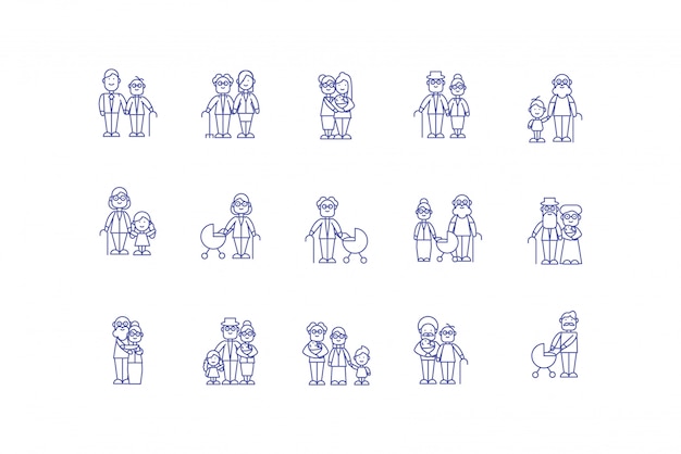 Isolated family cartoons icon set design