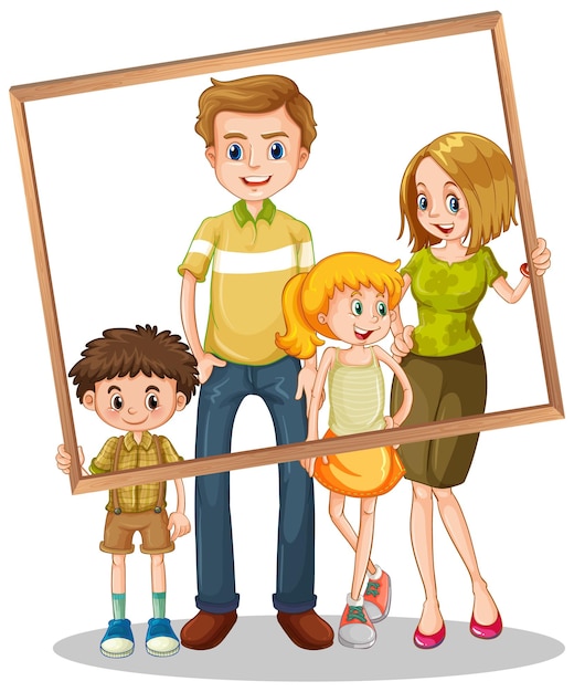 Isolated family picture with photo frame