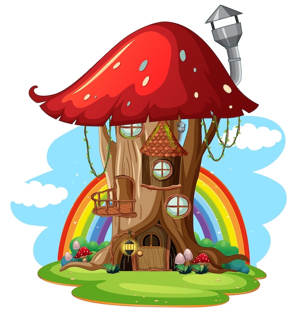 Vector isolated fantasy mushroom house