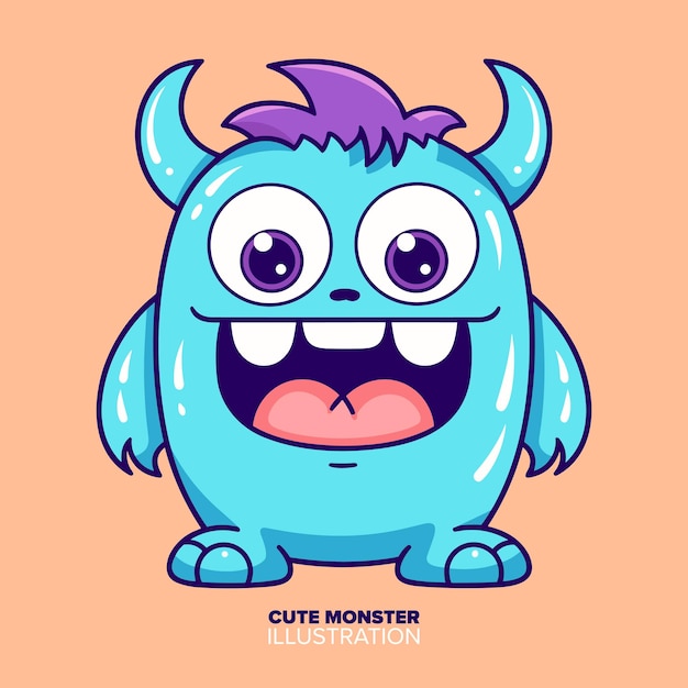 Isolated Flat Design Cartoon Vector Illustration of Cute Monster Kid Holiday Icon