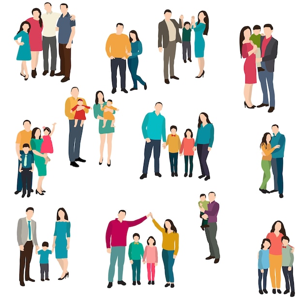 Isolated flat style people parents and children