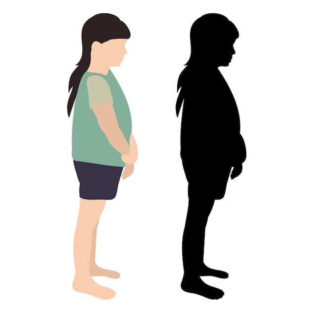 Isolated flat style and silhouette of a child a girl