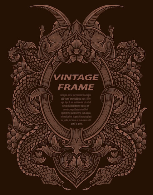 Isolated frames in baroque antique style. engraving ornament frames.