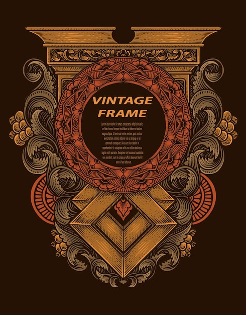 Isolated frames in baroque antique style engraving ornament frames