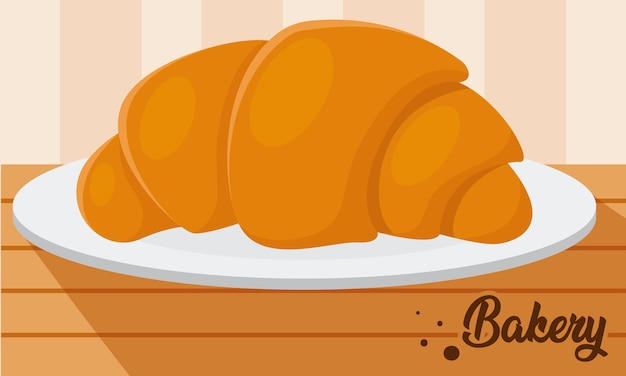 Isolated french croissant bakery product on a table Vector illustration