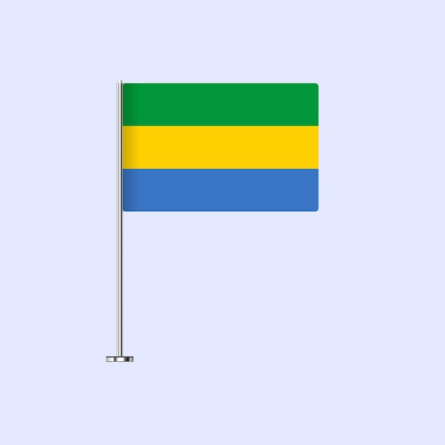 Vector isolated gabon table flag on pole gabonese flag vector design for print and web