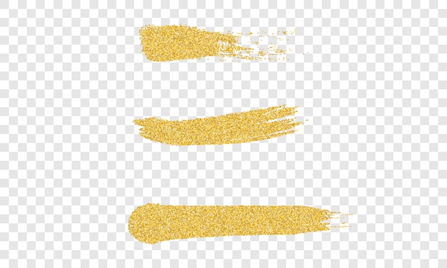 Isolated Golden hand drawn brush strokes. 