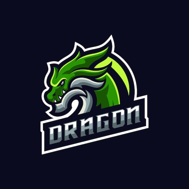 Isolated Green Dragon Sport Mascot Logo Template