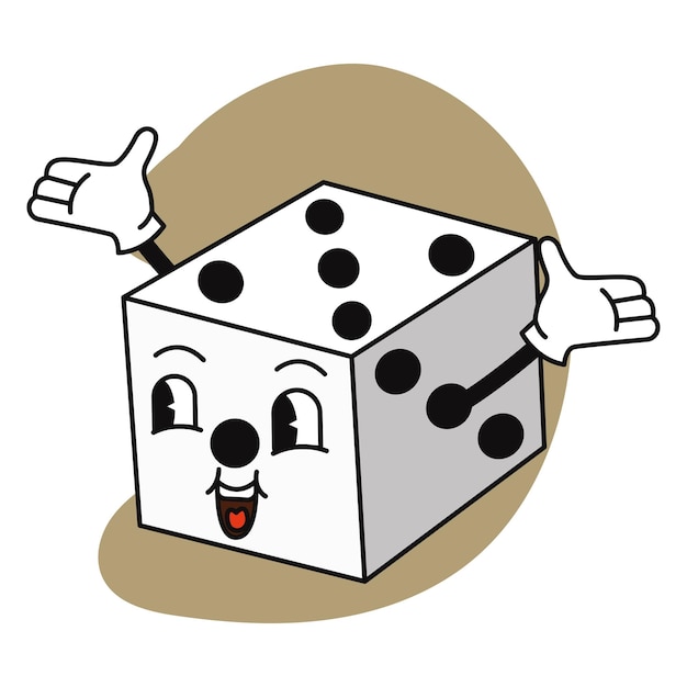 Isolated happy dice groovy traditional cartoon Vector