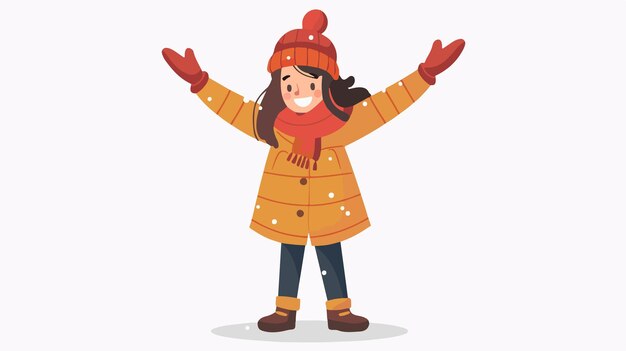 Vector isolated happy girl with winter clothes flat vector