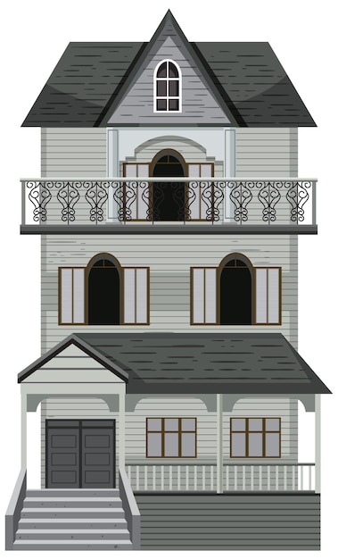 Isolated haunted mansion facade