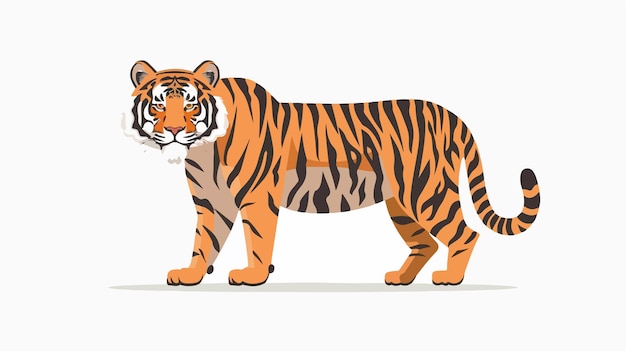 Isolated Illustration of a Simple Tiger Vector Drawing