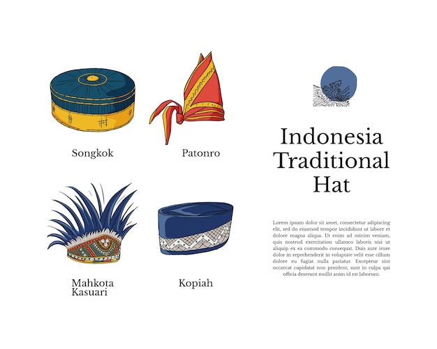 Isolated indonesia traditional hat handrawn illustration