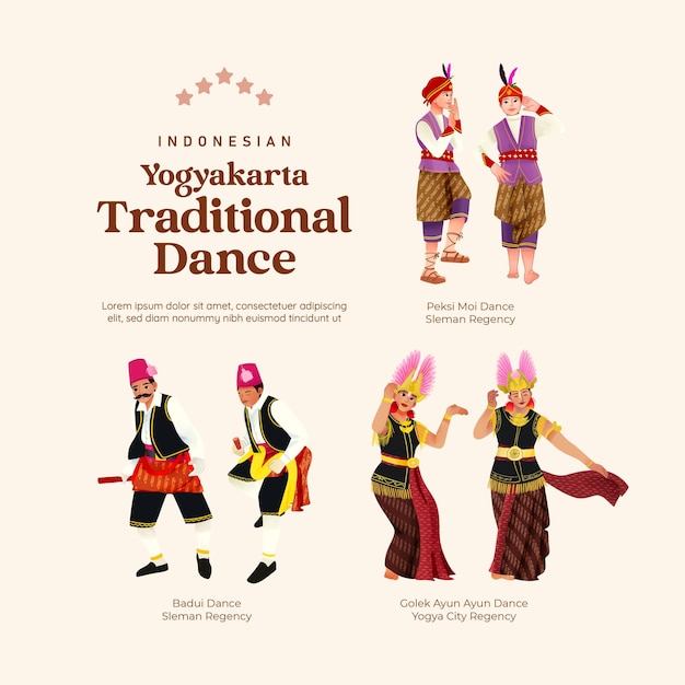 Isolated Indonesian culture Yogyakarta Dance illustration cell shaded style