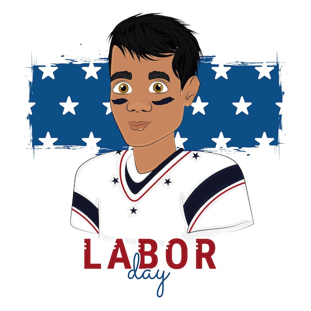 Isolated male football player with uniform Labor day Vector