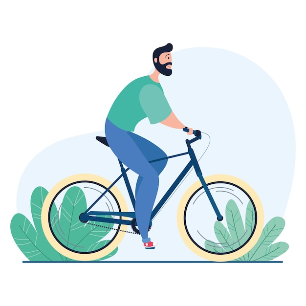 Isolated man riding a bicycle Vector illustration