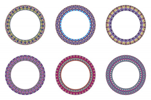 Isolated mosaic circular wreath set