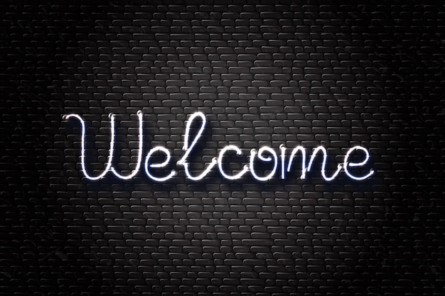 isolated neon sign of Welcome lettering